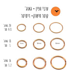 נזם חישוק מעוין דק - זהב צהוב / אדום - 14K